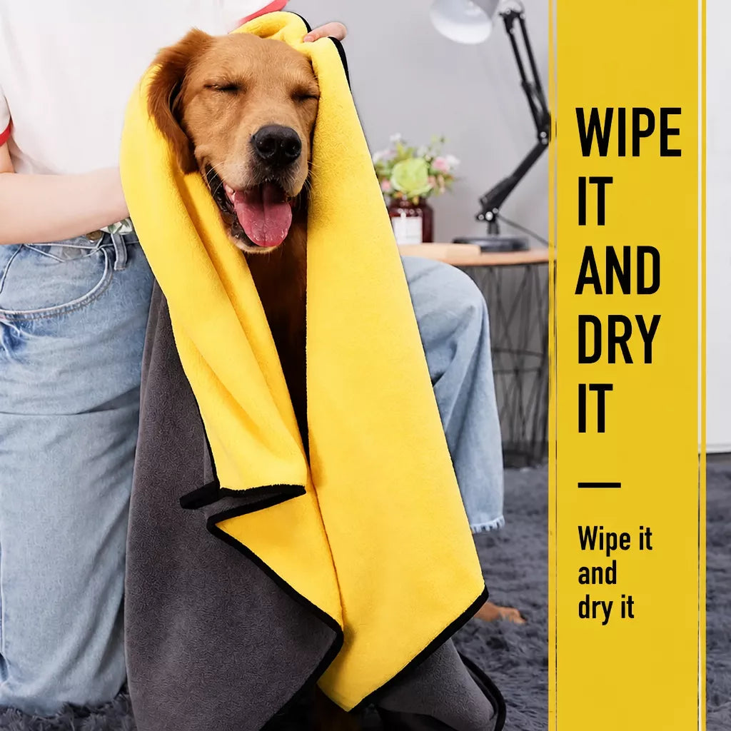 Quick-Dry Polyester Pet Bath Towel for Dogs & Cats