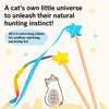 Wooden Cat Teaser Wand Toy with Bell and Colorful Attachments