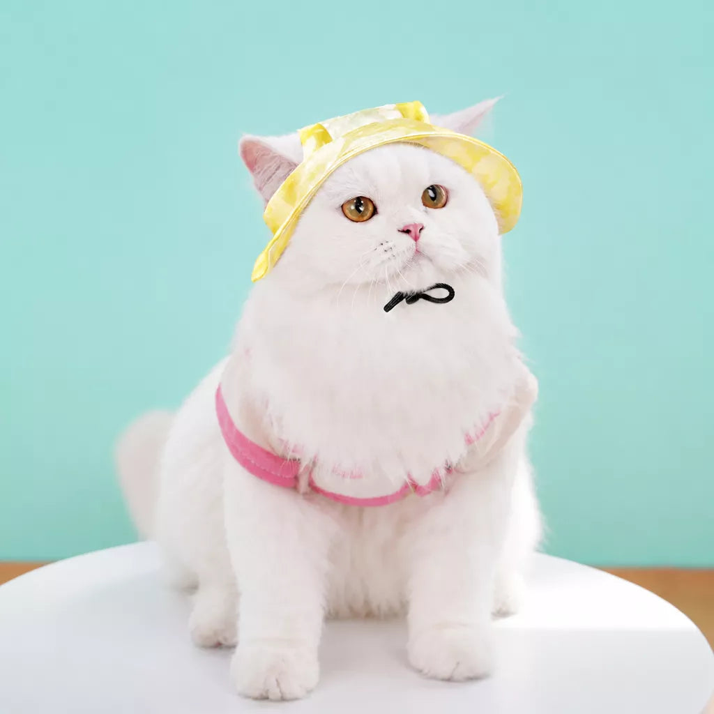 Adjustable Cotton Pet Bucket Hat with Ear Openings