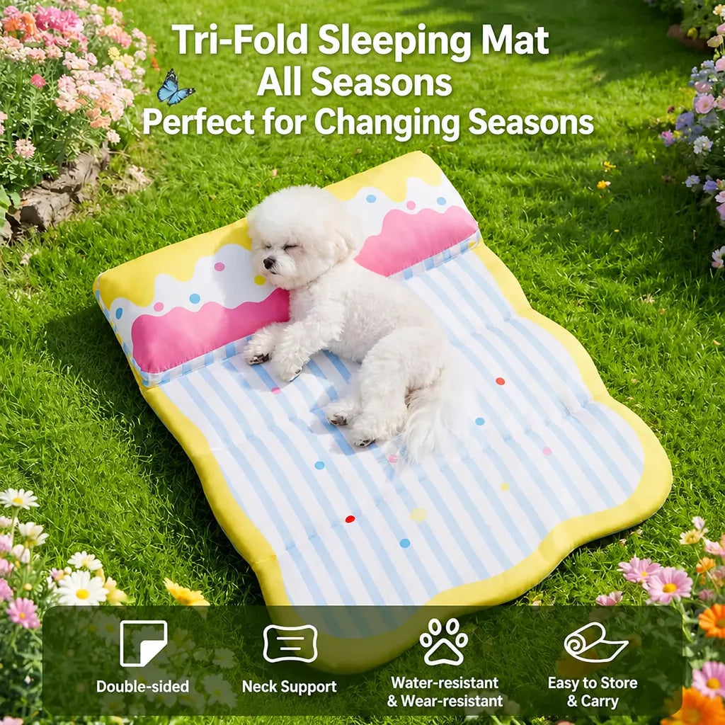 Foldable Cotton Pet Bed with Bolster Sides for Dogs and Cats