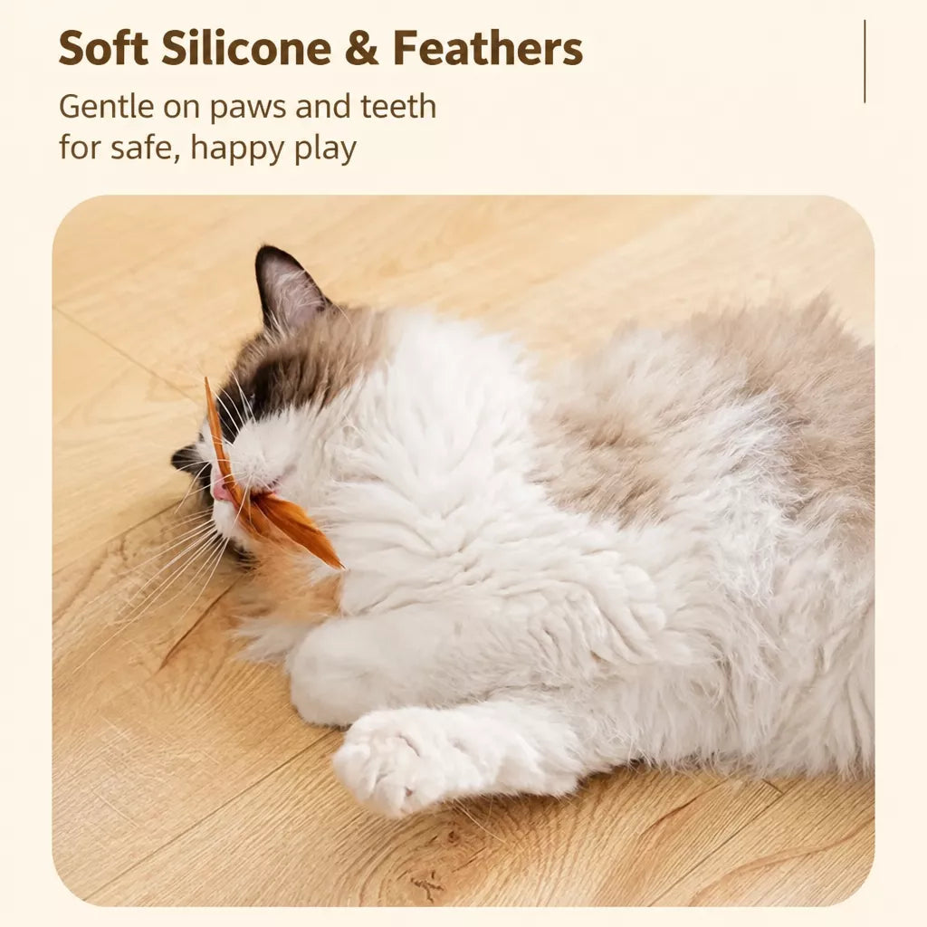 Cat Ball Toy with Feather Details