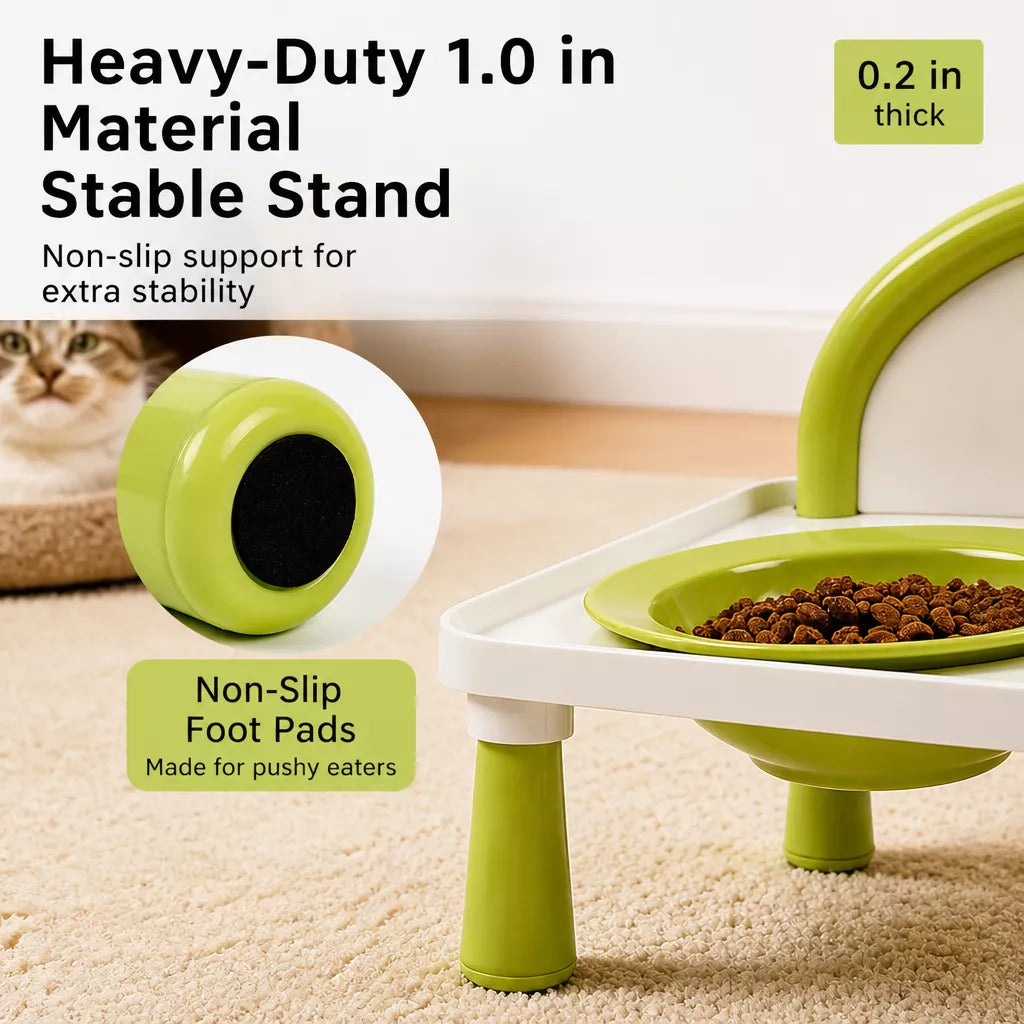 Elevated Double Pet Bowl Stand with Ceramic Bowls