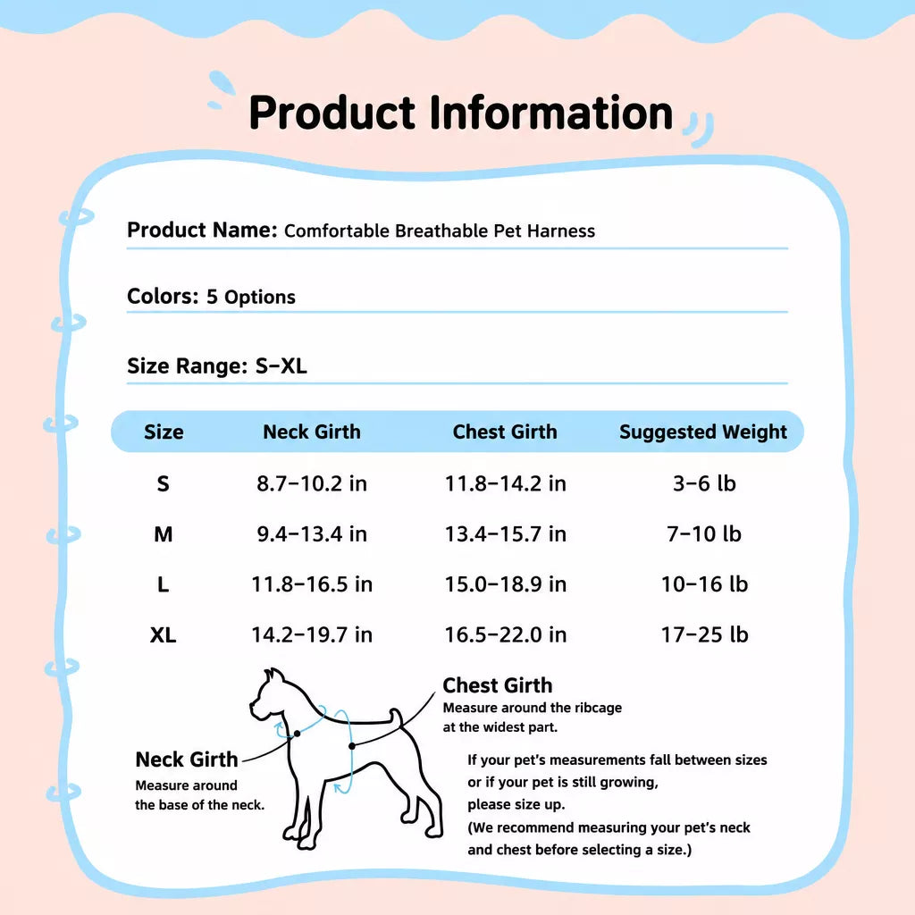 Adjustable Dog Harness with 4.6-ft Leash for Small Dogs