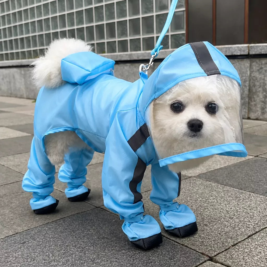 Waterproof Full-Coverage Raincoat with Leg Coverage for Small Dogs