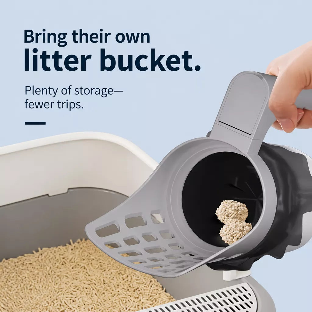 Cat Litter Scoop with Built-In Waste Bag Holder