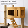Solid Wood Cat Tree with Bed and Scratching Posts