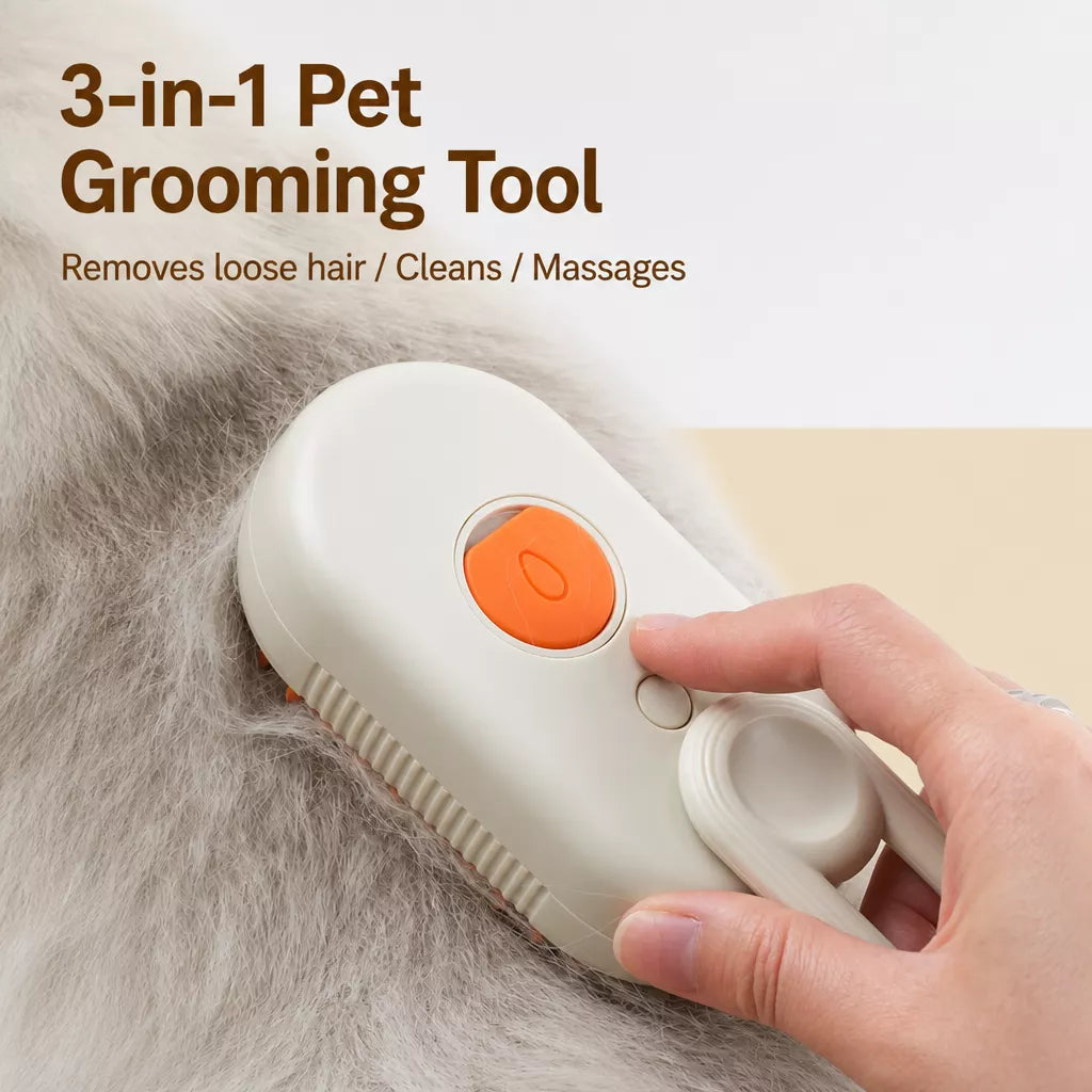 Rechargeable Spray Grooming Brush for Cats and Dogs