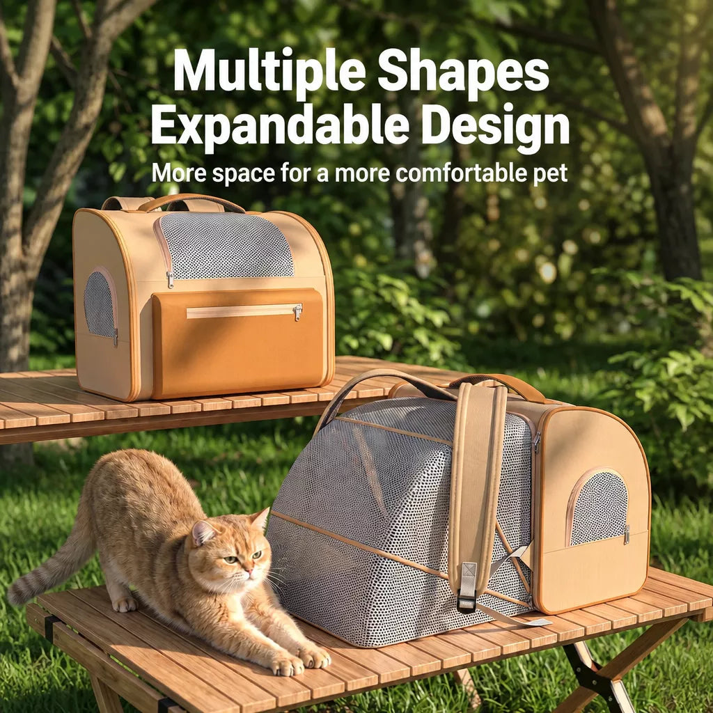 Expandable Pet Carrier Backpack for Pets Up to 16 lb