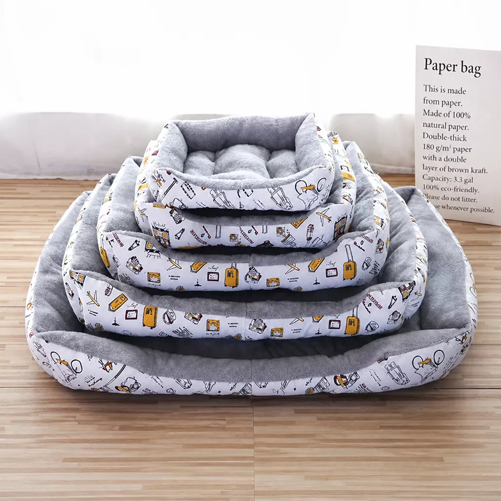 Rectangular Padded Pet Bed for Dogs and Cats