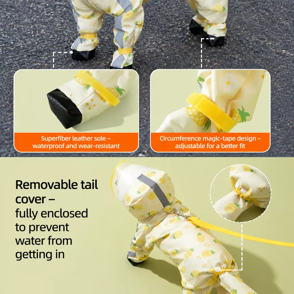 Full-Coverage Waterproof Four-Leg Raincoat for Small Dogs
