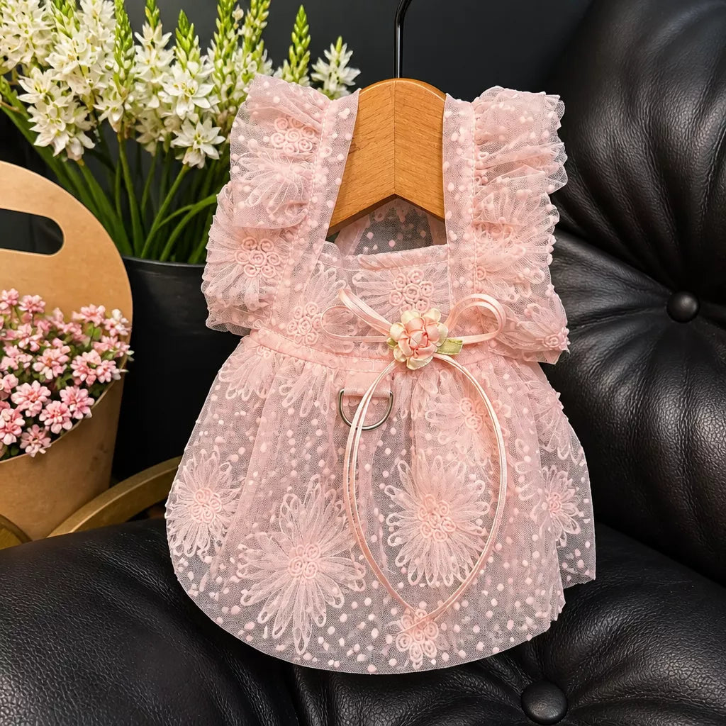Pet Princess Dress with Leash Ring for Small Dogs and Cats