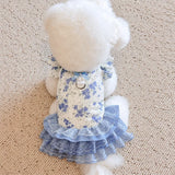 Floral Pet Dress with Leash Clip for Cats and Small Dogs