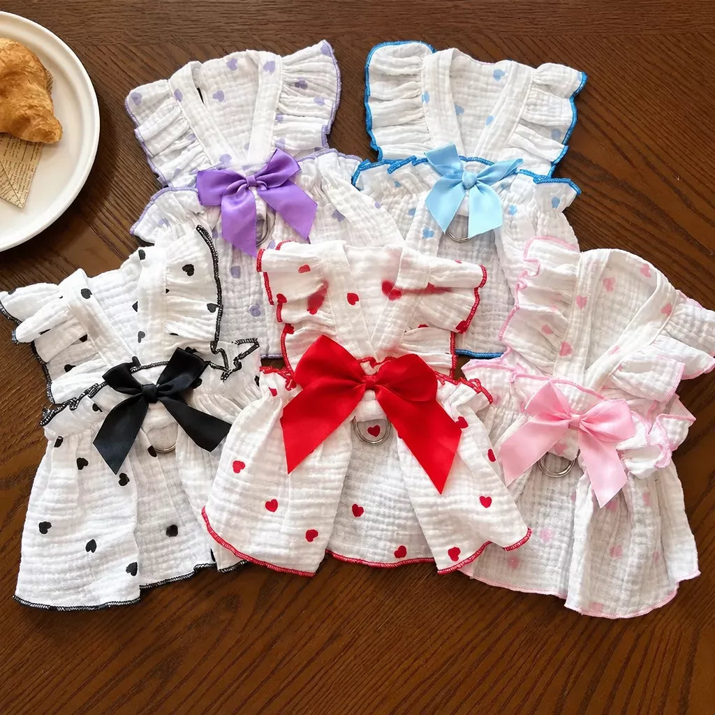 Cotton Bow Dress for Small Dogs and Cats