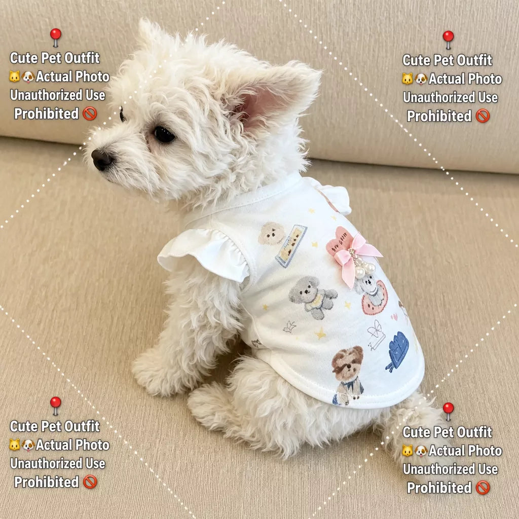 Bow Tie Flutter-Sleeve Pet Vest