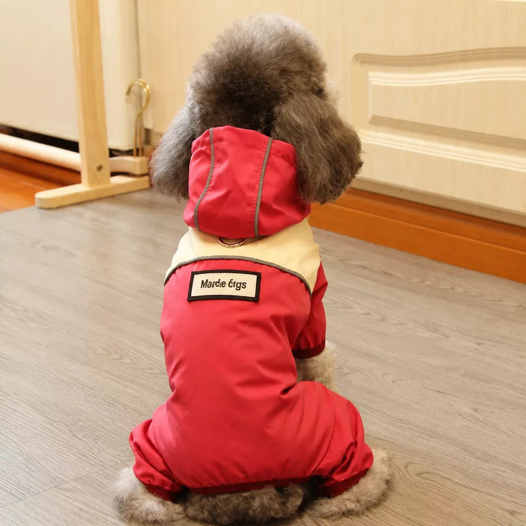 Four-Leg Polyester Dog Raincoat for Rainy-Day Walks