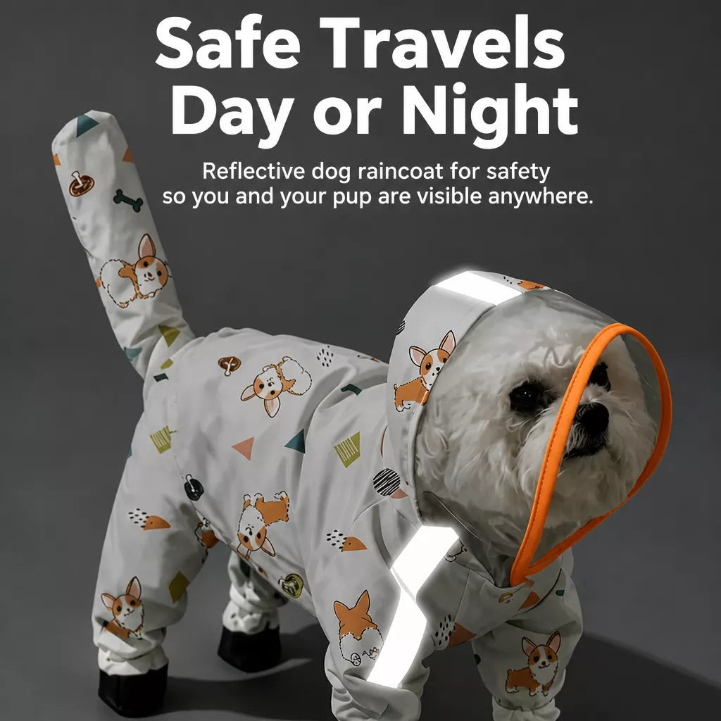 Full-Coverage Waterproof Raincoat for Small Dogs