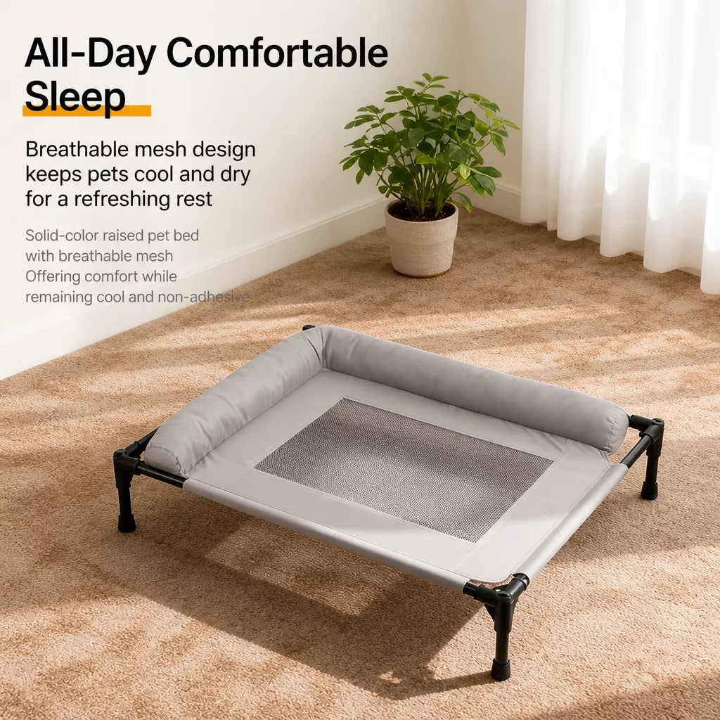 Raised Dog Cot Bed with Iron Frame
