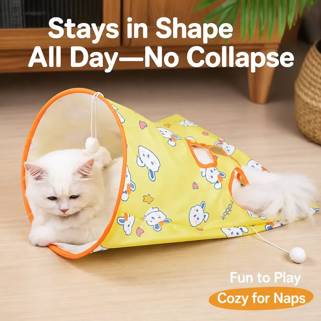 Foldable Oxford Cloth Cat Tunnel Toy with Crinkle Sound