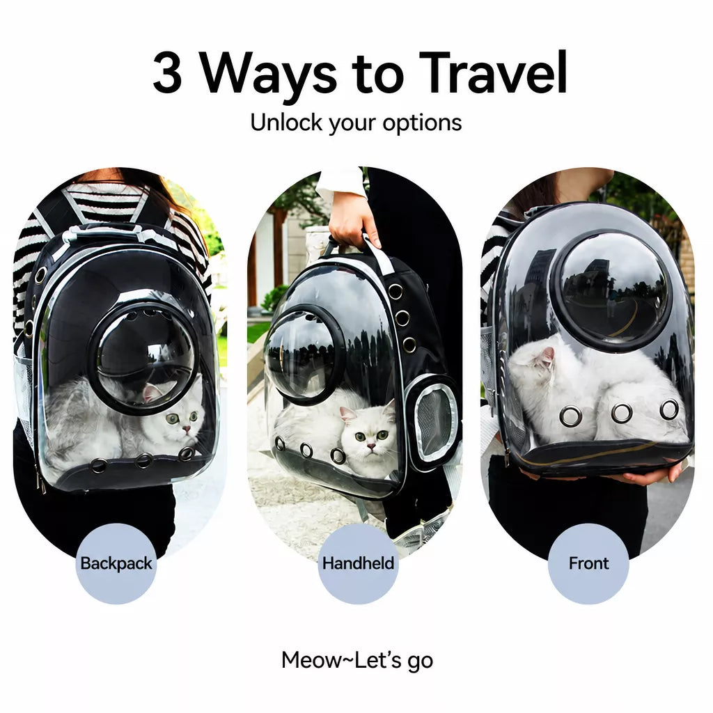 Cat Backpack Carrier with Panoramic Window and Side Vents