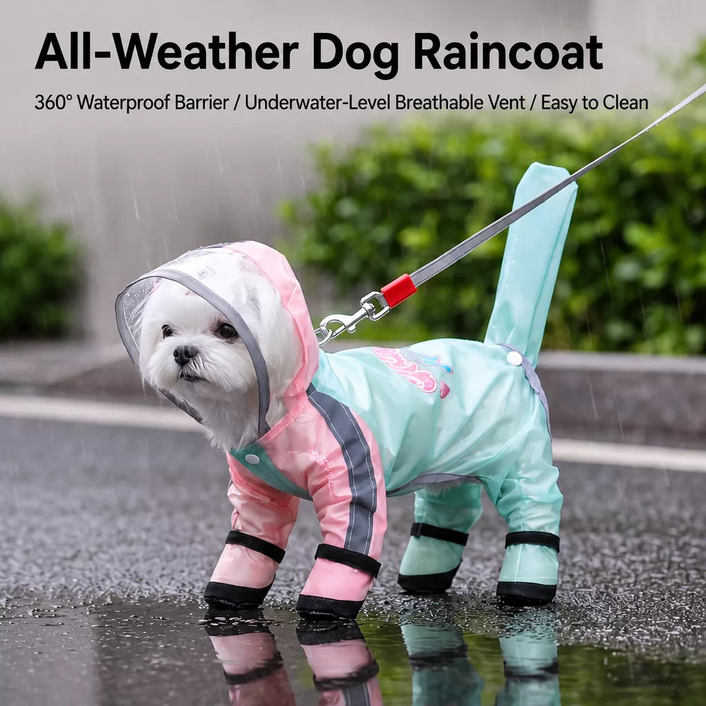 Waterproof Four-Leg Raincoat for Small Dogs