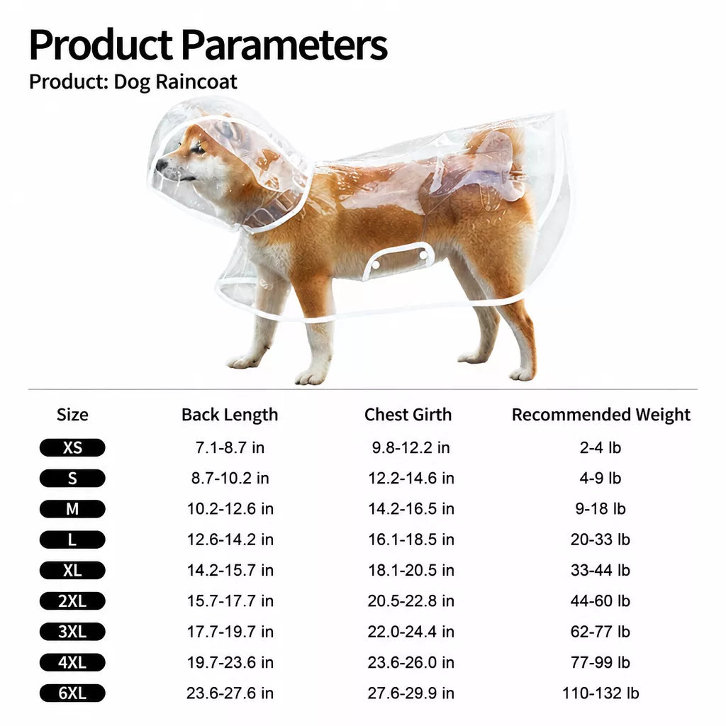 EVA Rain Poncho for Dogs