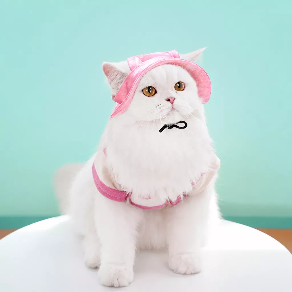 Adjustable Cotton Pet Bucket Hat with Ear Openings