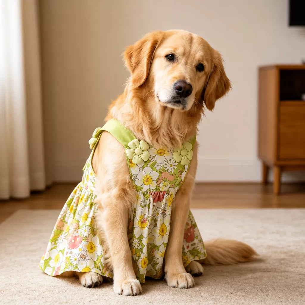 Summer Dog Dress with Shoulder Straps for Medium to Large Dogs