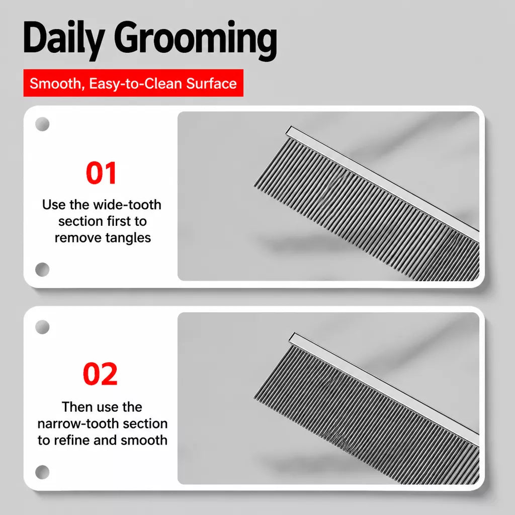 Fine-Tooth Pet Grooming Comb for Long-Haired Cats and Dogs