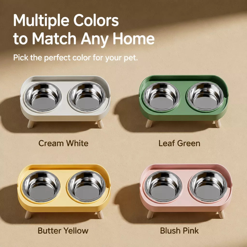 Stainless Steel Dog Bowl with Plastic Stand for Small Dogs