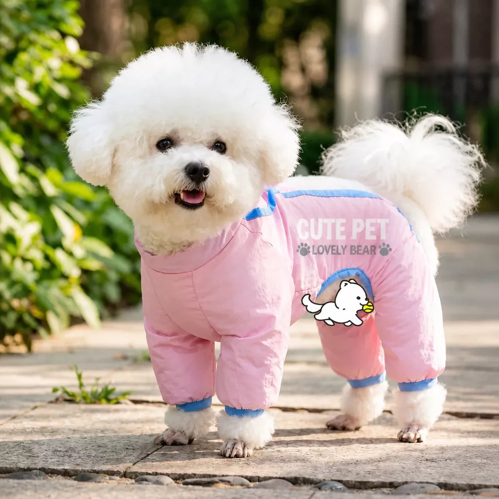 Synthetic Leather Four-Leg Dog Jumpsuit for Outdoor Walks
