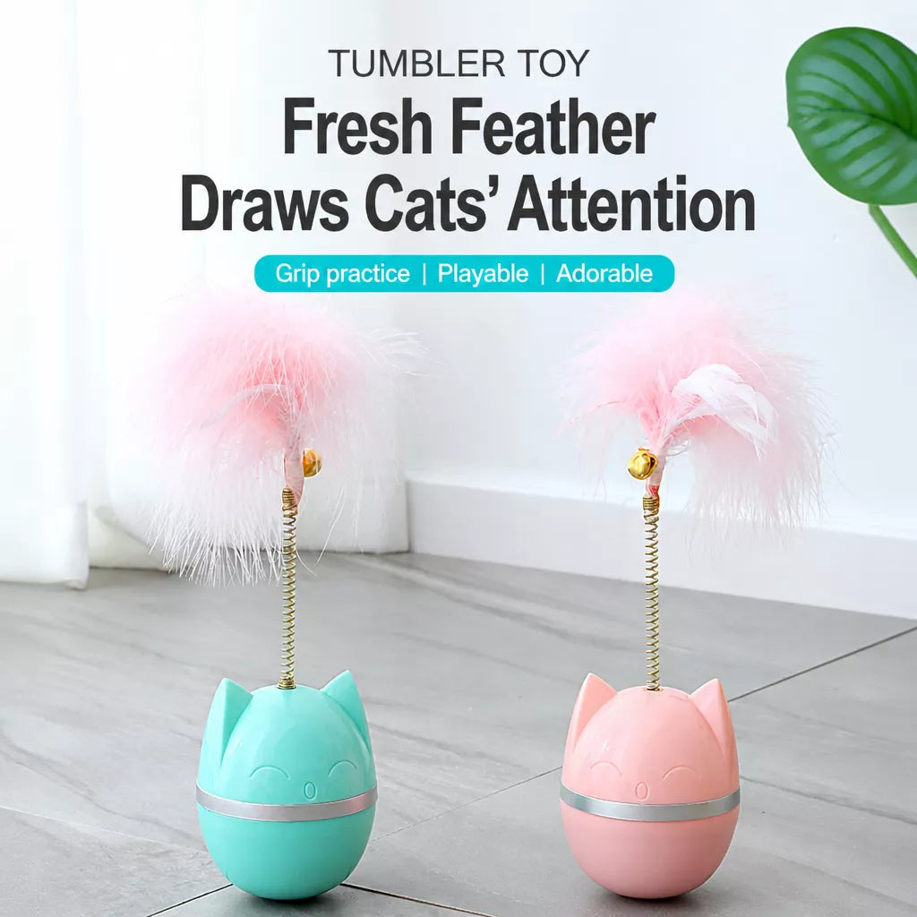Cat Wobble Toy with Feather and Bell