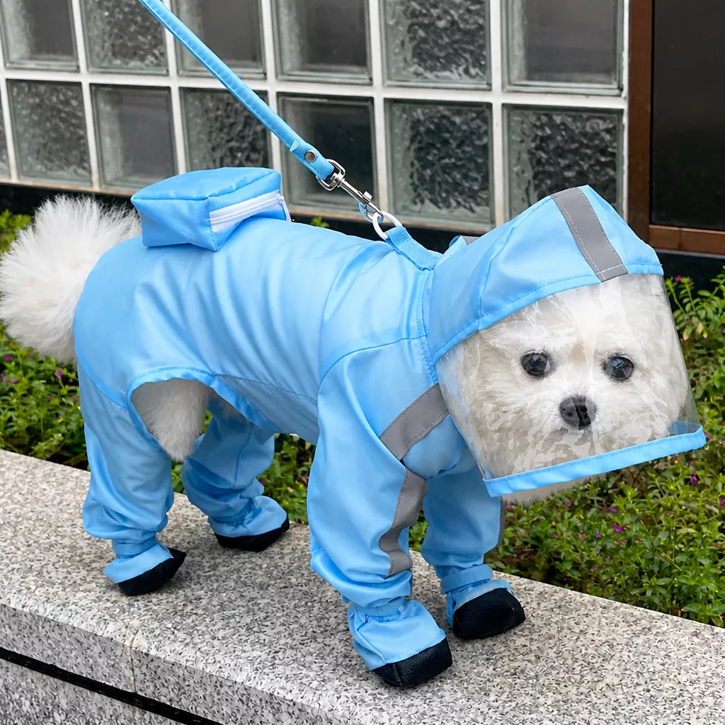 Waterproof Full-Coverage Raincoat with Leg Coverage for Small Dogs