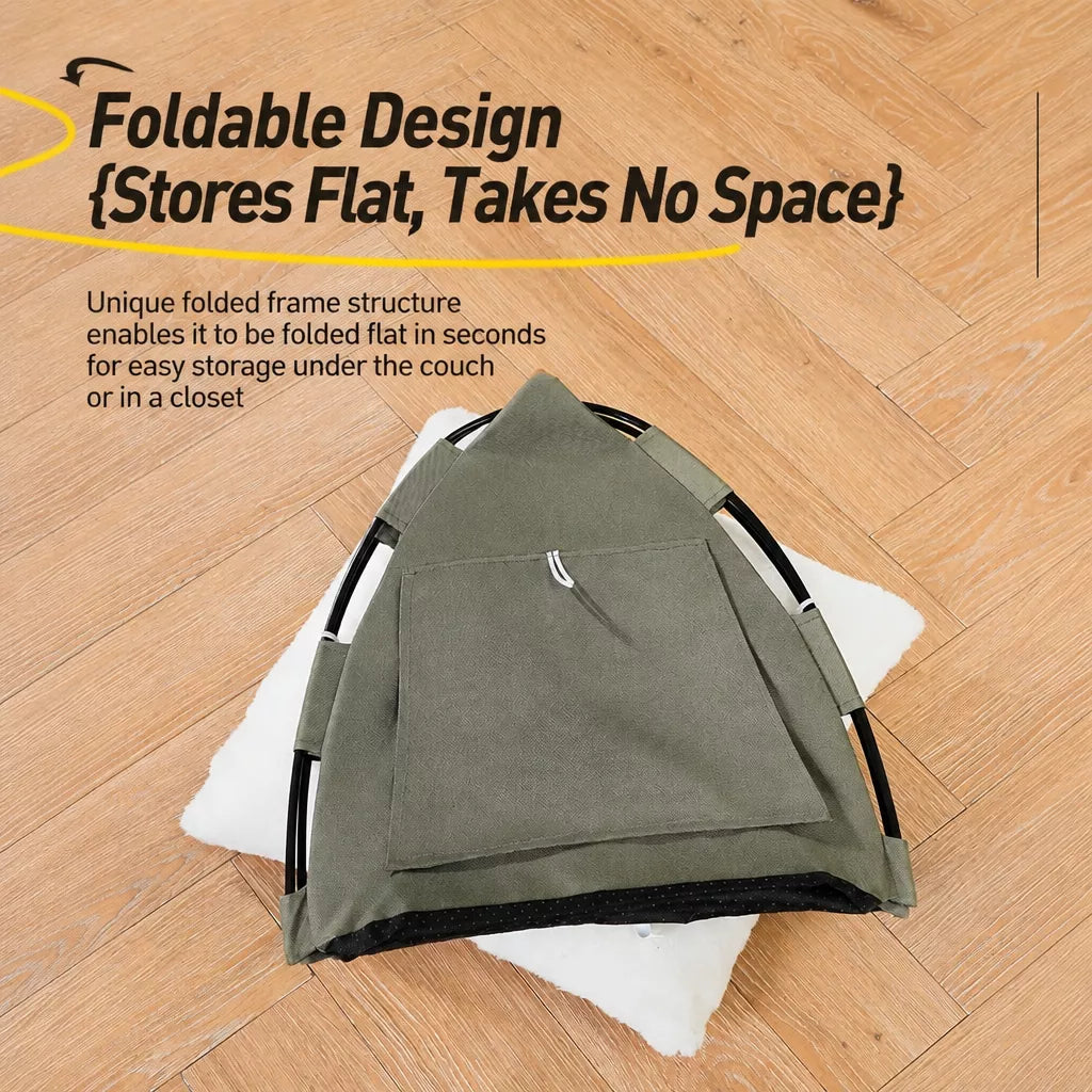 Semi-Enclosed Pet Tent Bed with Window for Small Dogs and Cats