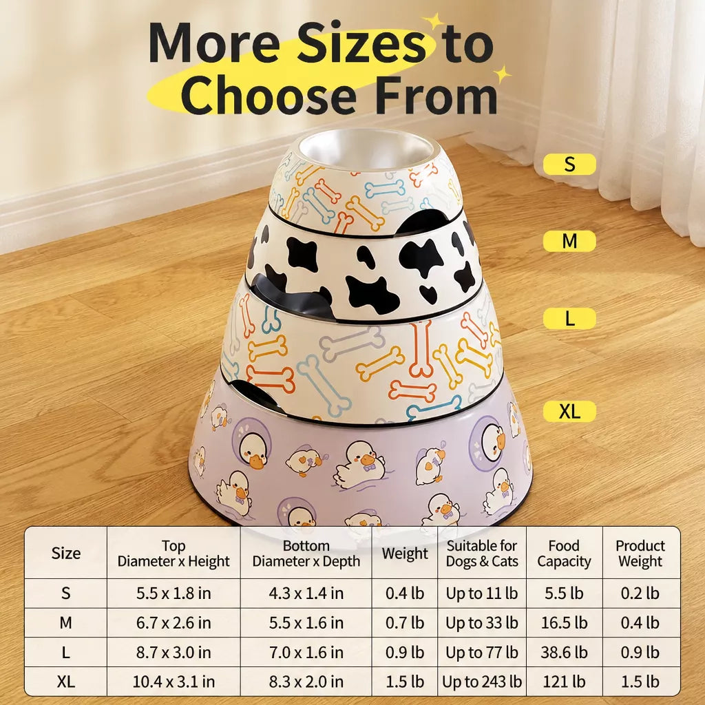 Tip-Resistant Stainless Steel Pet Bowl for Dogs and Cats