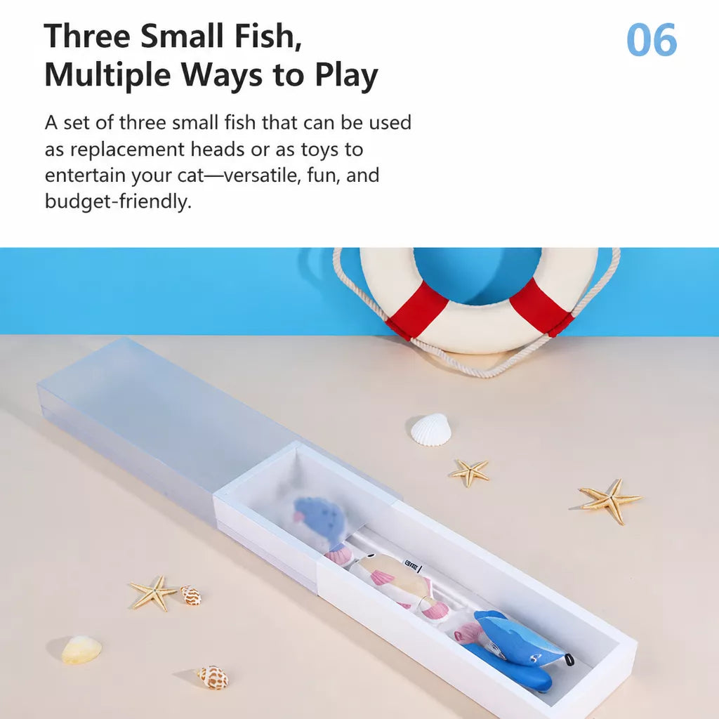 Retractable Cat Wand Toy with Fish-Shaped Teaser