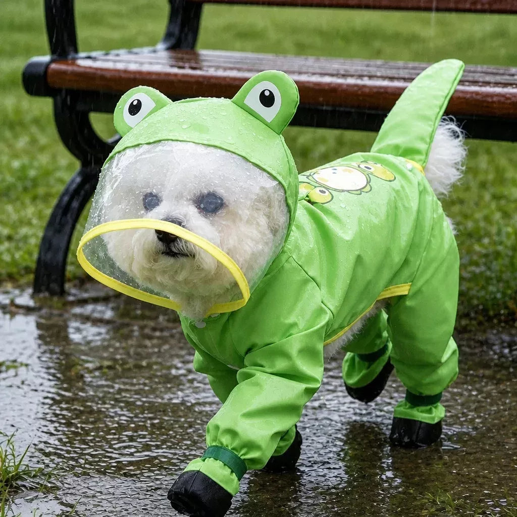 Frog-Style Full-Coverage Raincoat for Small Dogs