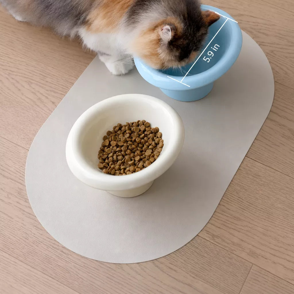 Wide-Opening Ceramic Pet Bowl for Cats and Dogs