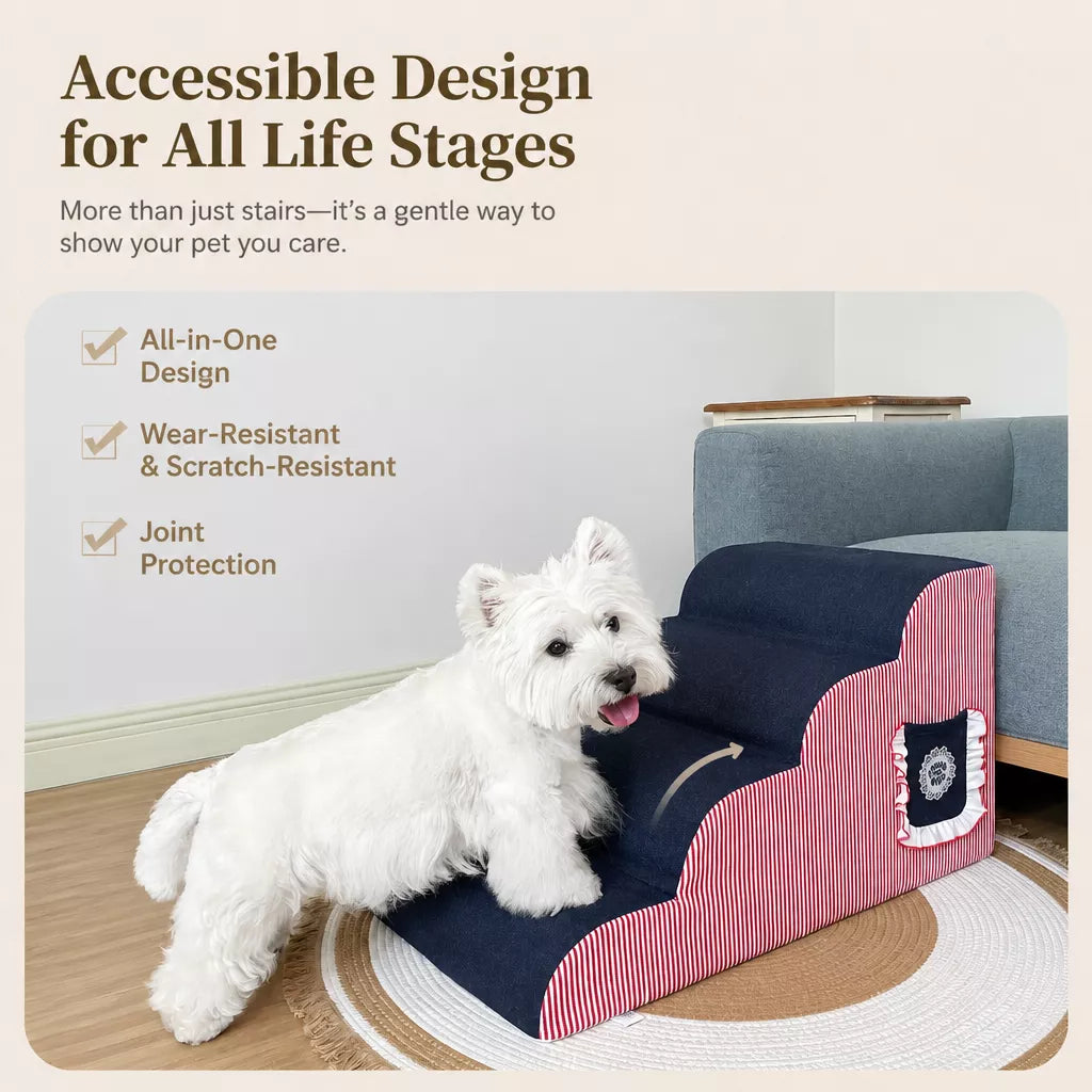 Pet Stairs for Small Dogs with Removable, Washable Design