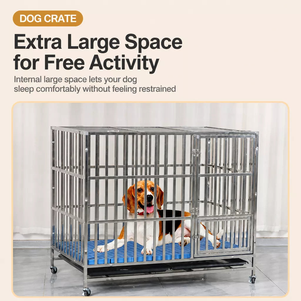 Stainless Steel Dog Crate with Tray