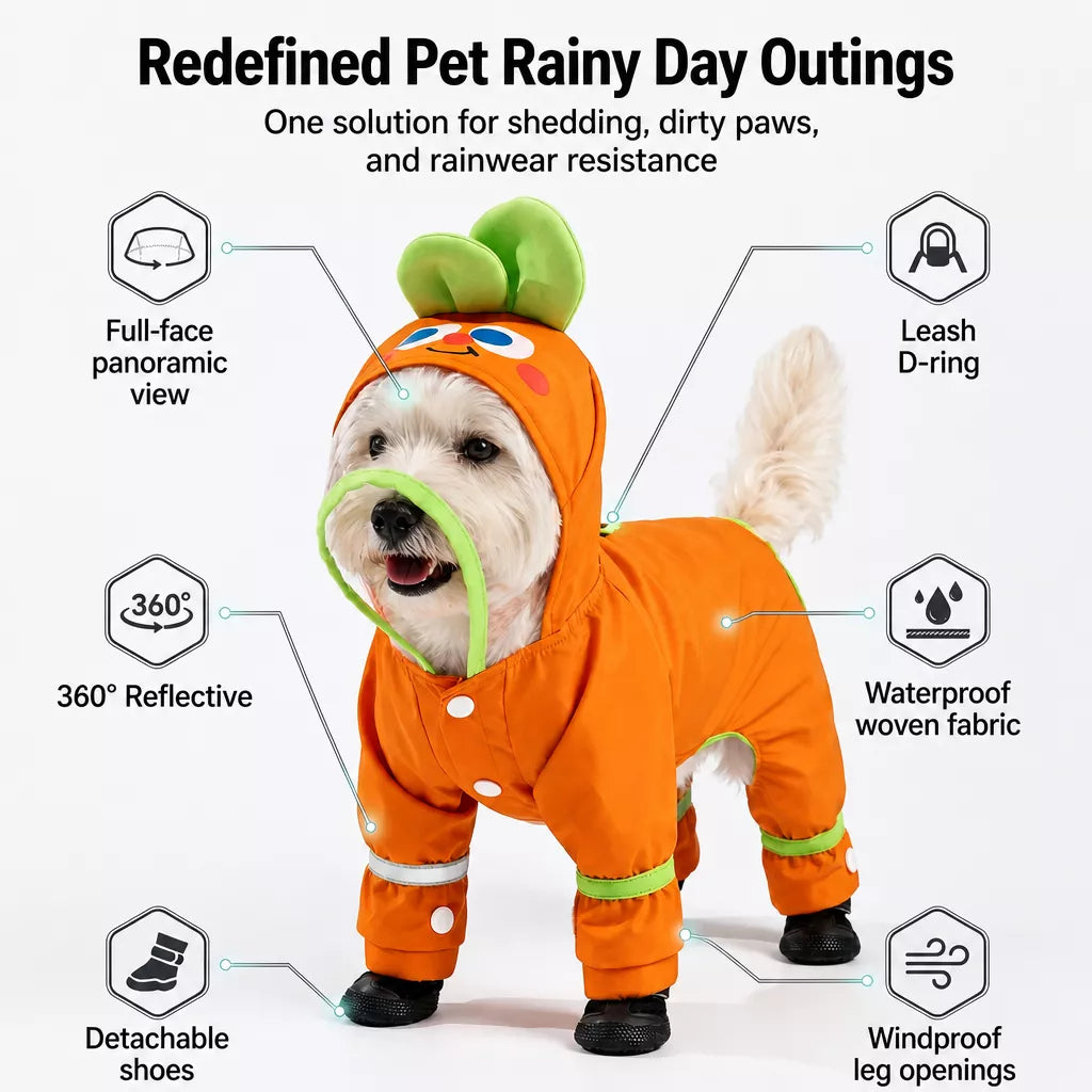 Four-Leg Raincoat for Small Dogs