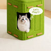 Solid Wood 4-Tier Cat Tree with Enclosed Hideaway
