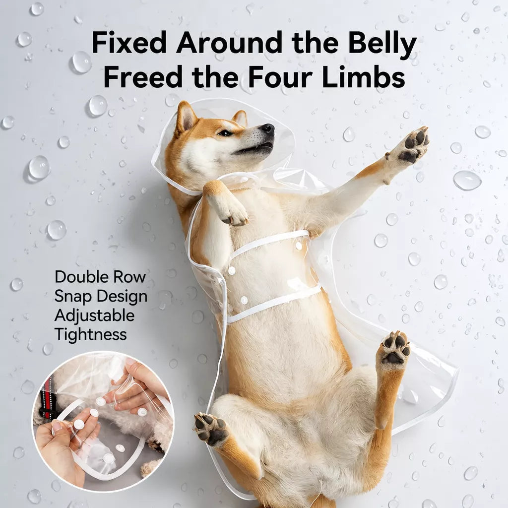 Transparent Hooded Raincoat for Dogs