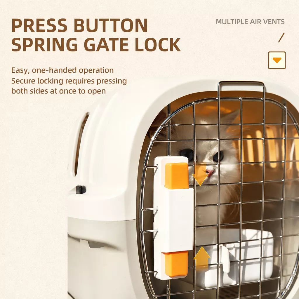 Portable Plastic Pet Carrier for Cats and Small Dogs Up to 16 lb