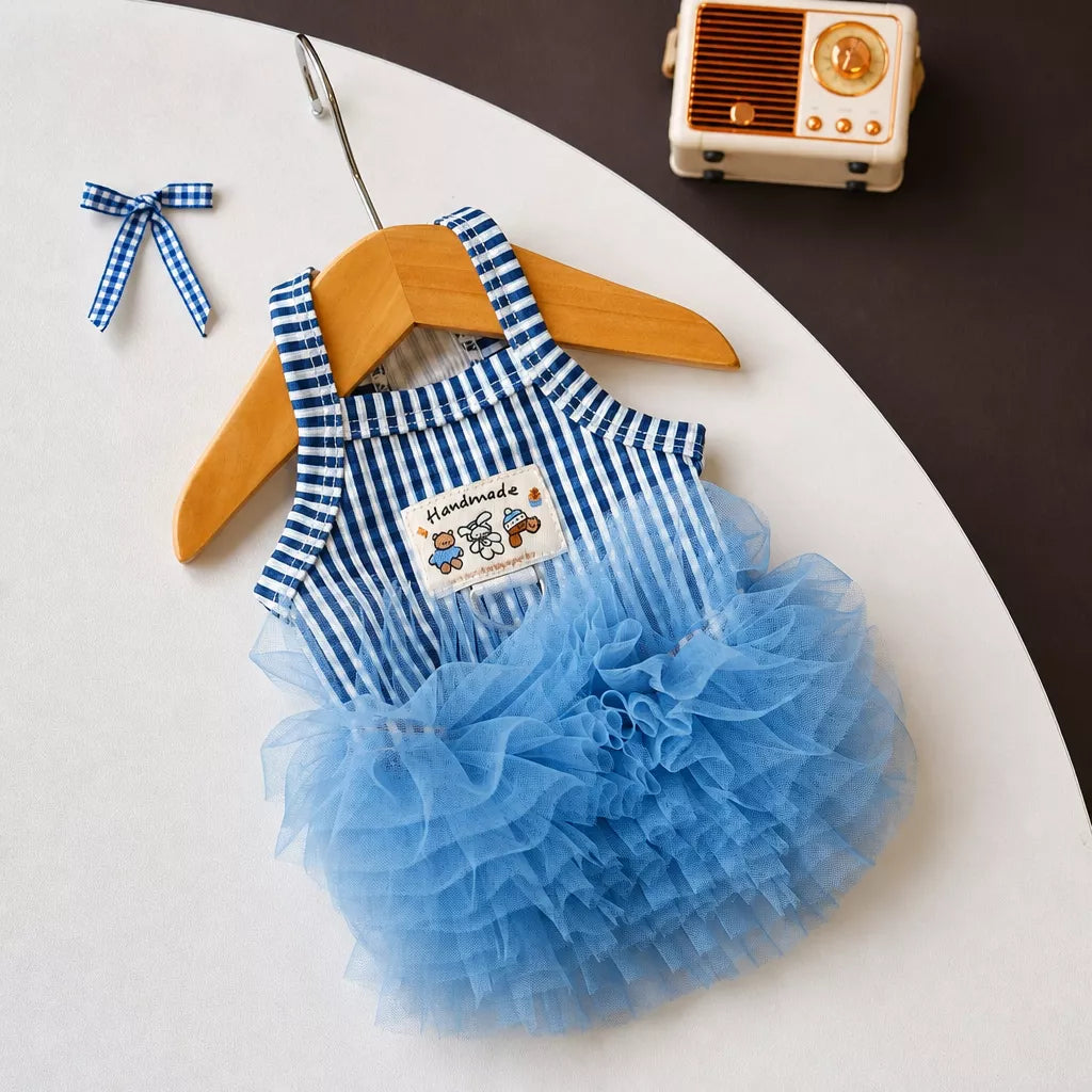 Blue Striped Mesh Dress for Dogs & Cats