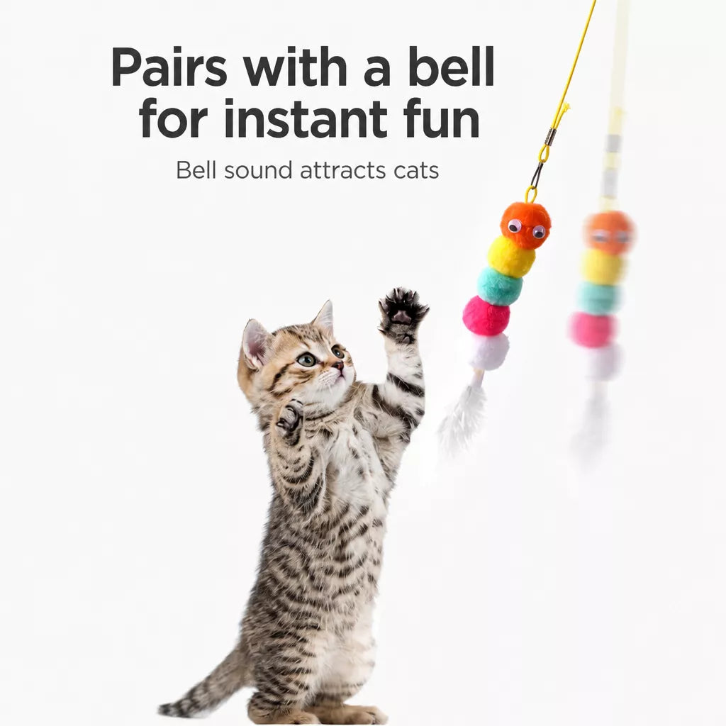 Hanging Feather Cat Teaser Toy with Elastic Cord