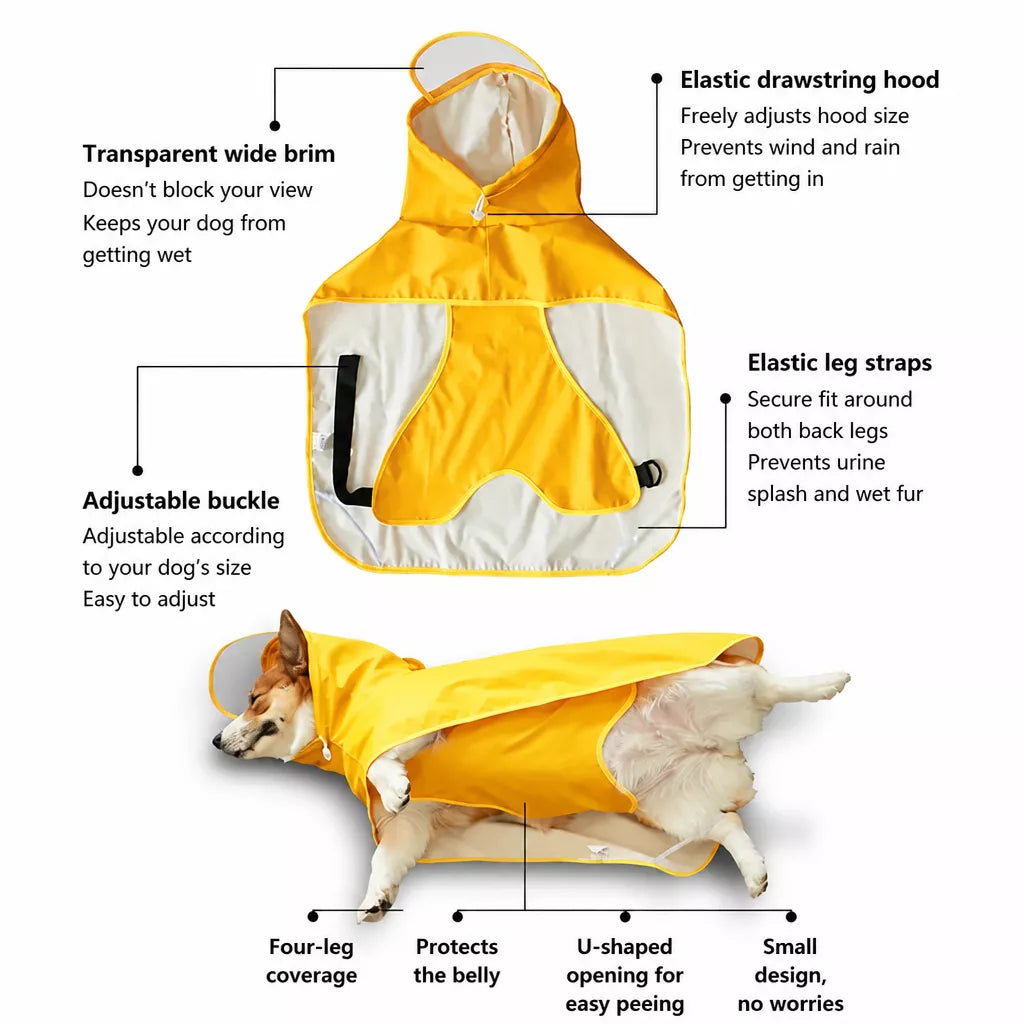 Four-Leg Dog Raincoat for Small to Medium Dogs