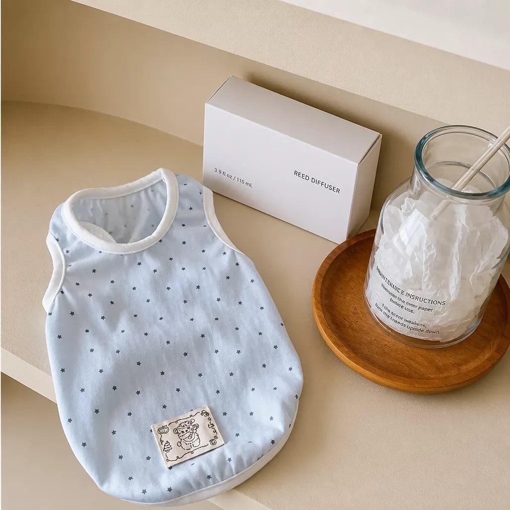 Lightweight Star-Print Sleeveless Pet Shirt for Dogs and Cats