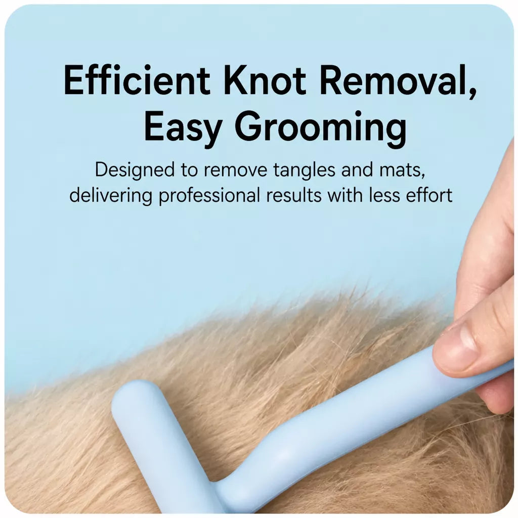 Long- and Short-Tooth Pet Rake Comb for Dogs and Cats