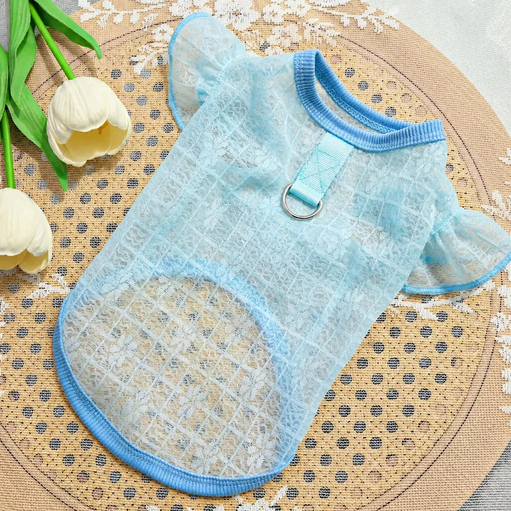 Lightweight Silk Pet Shirt with Lace Sleeves