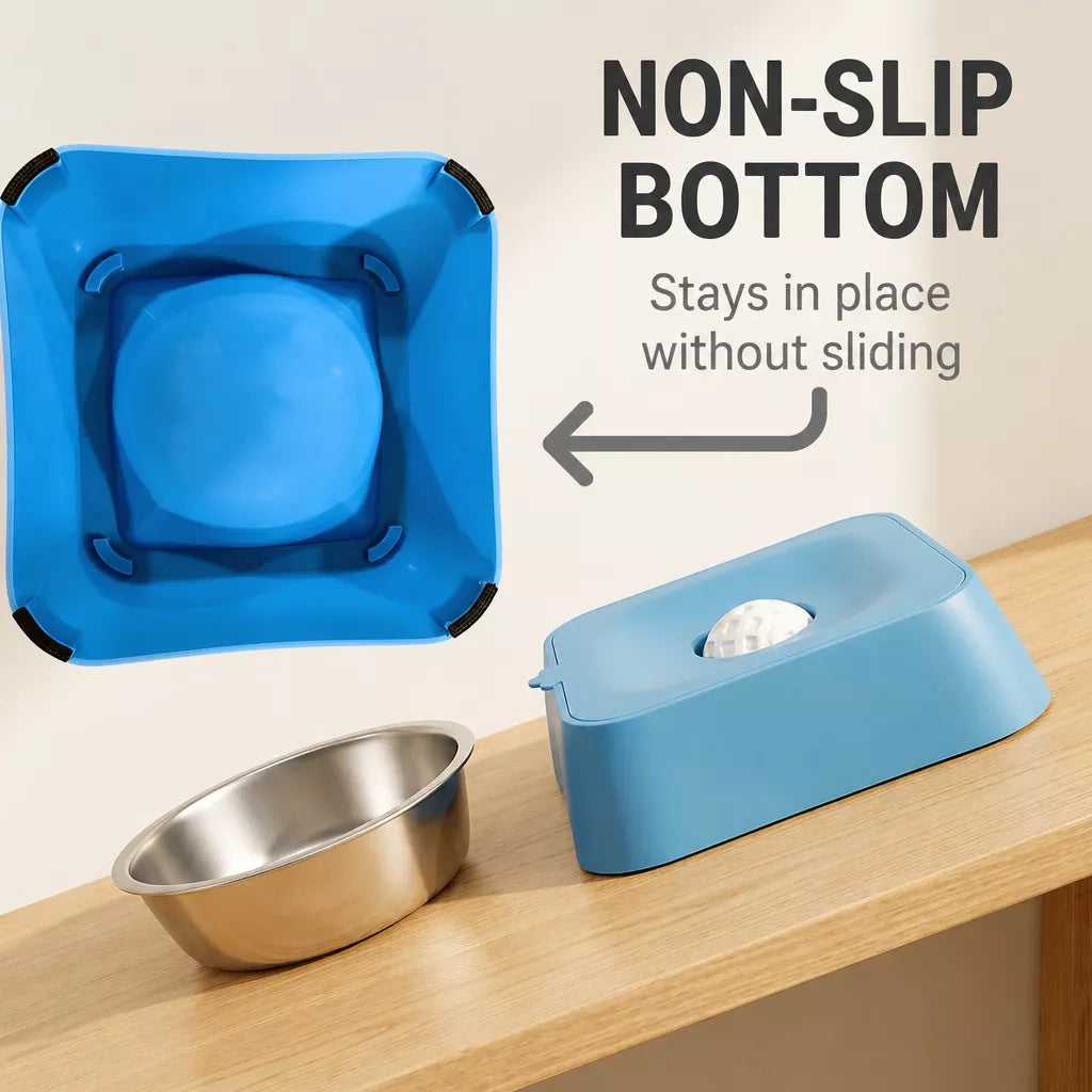 Pet Slow Feeder Bowl with Lick Ball and Water Dish